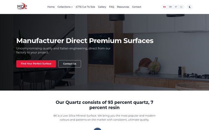 Screenshot of mdpsurfaces.com