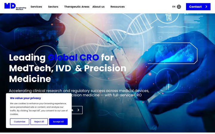 Screenshot of mdxcro.com