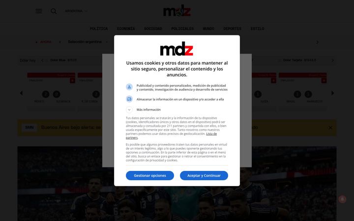 Snímek obrazovky mdzol.com
