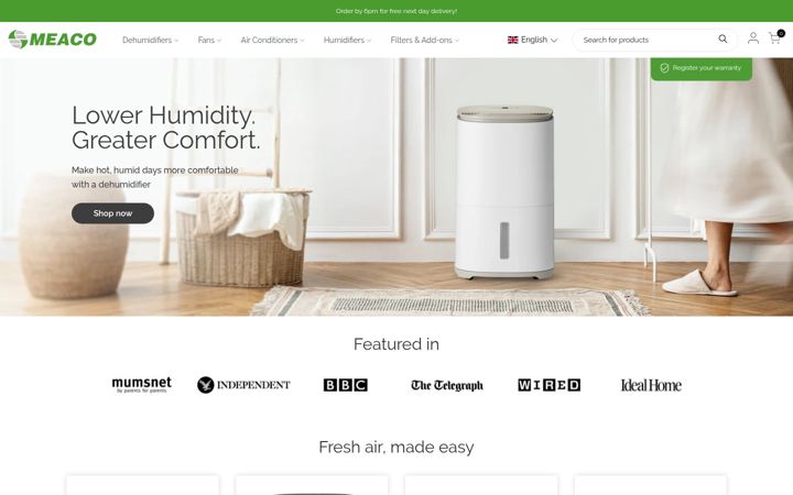Screenshot ta' meaco.com