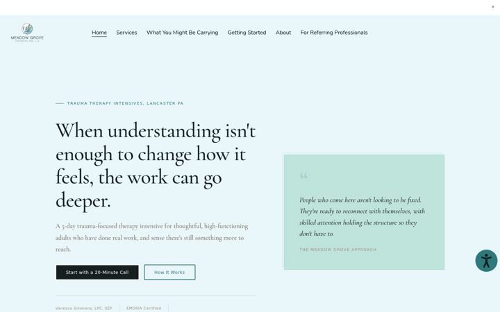 Screenshot of meadowgrovecounseling.com