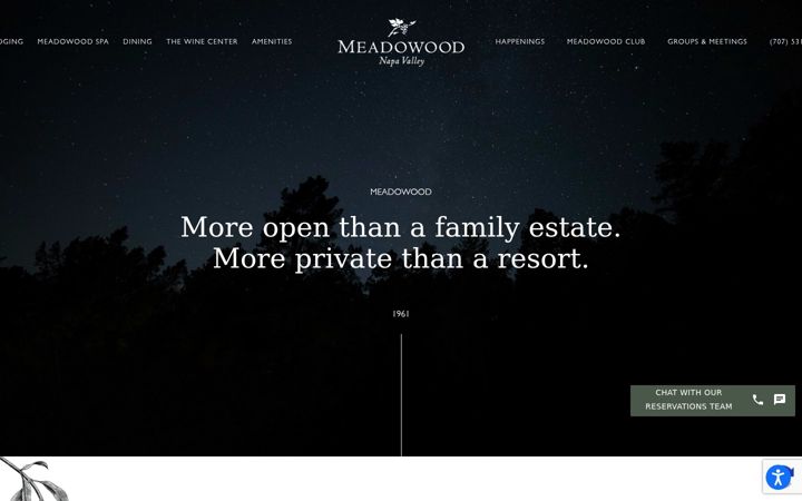 Screenshot of meadowood.com