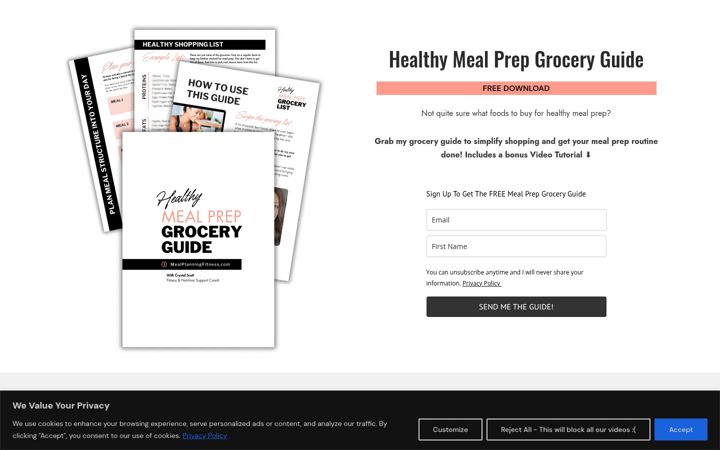 Screenshot of mealplanningfitness.com