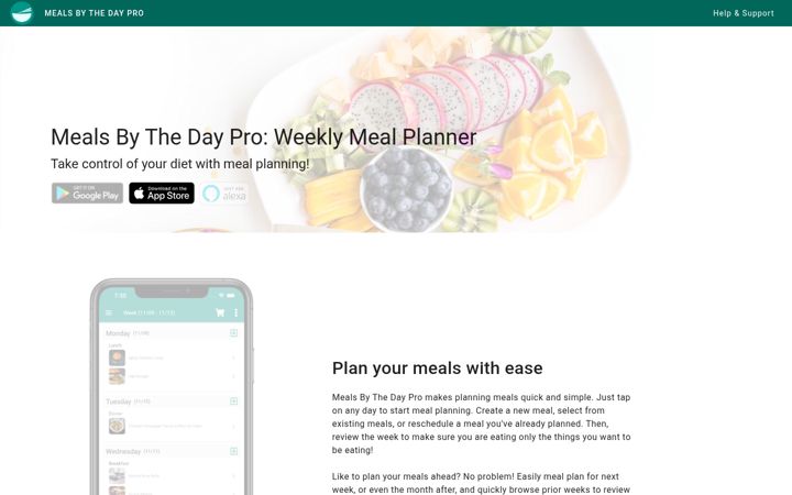 Screenshot of mealsbytheday.com