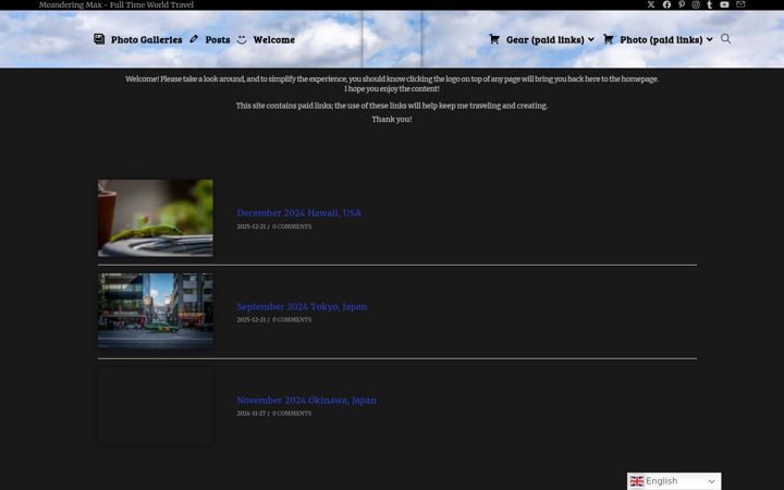 Screenshot of meanderingmax.com