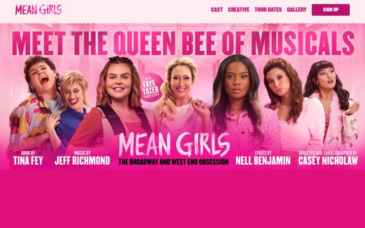 Screenshot of meangirlsmusical.com