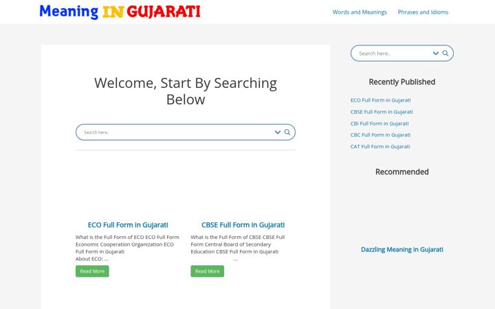 Screenshot of meaningingujarati.com