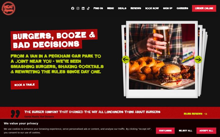 Screenshot of meatliquor.com