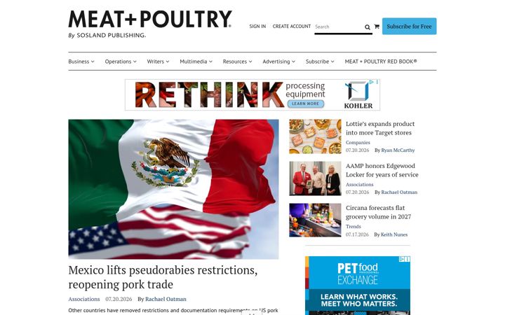 Screenshot of meatpoultry.com