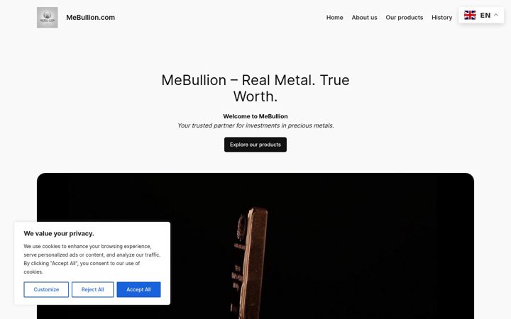 Screenshot of mebullion.com