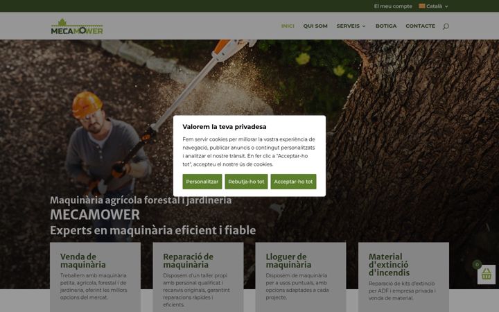 Screenshot of mecamower.com