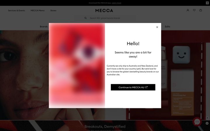 Screenshot of mecca.com.au