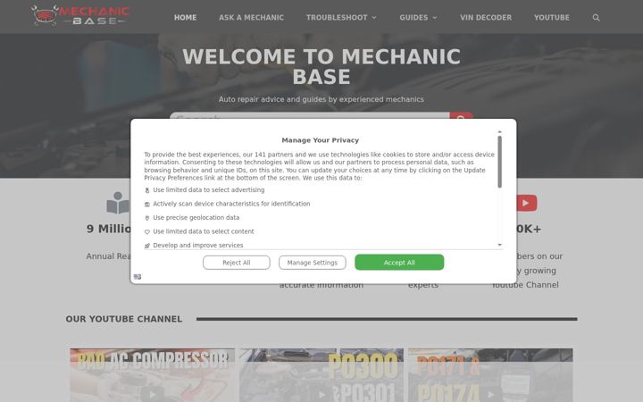 Screenshot of mechanicbase.com