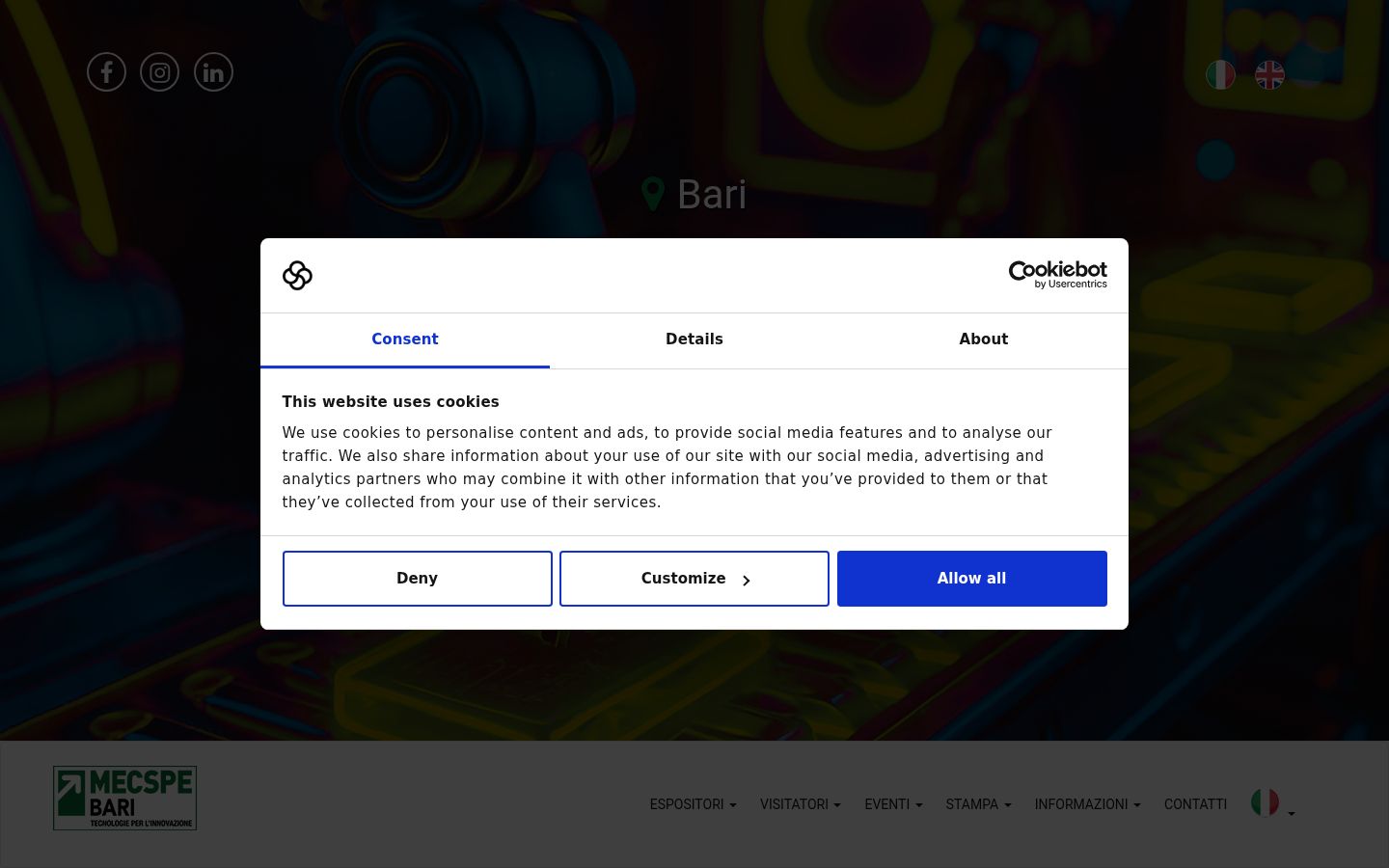 Screenshot of the consent banner shown before any interaction