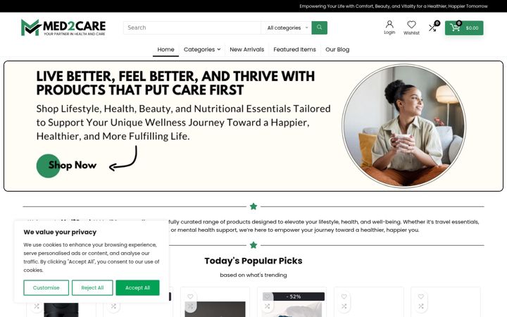Screenshot of med2care.com