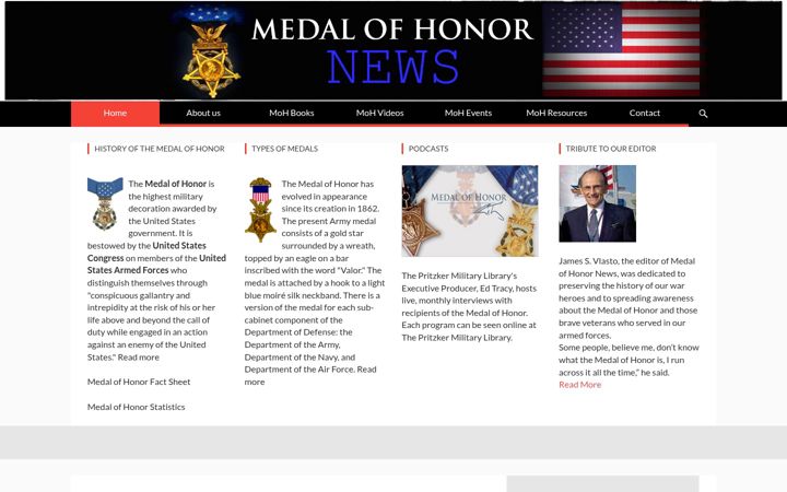 Screenshot of medalofhonornews.com