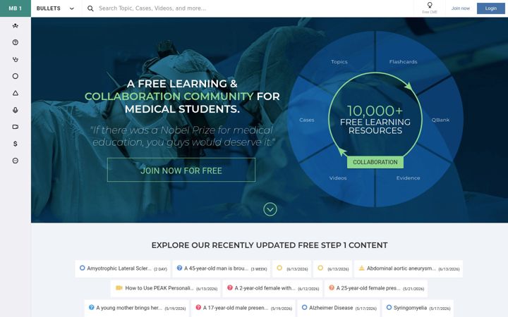 Screenshot of medbullets.com