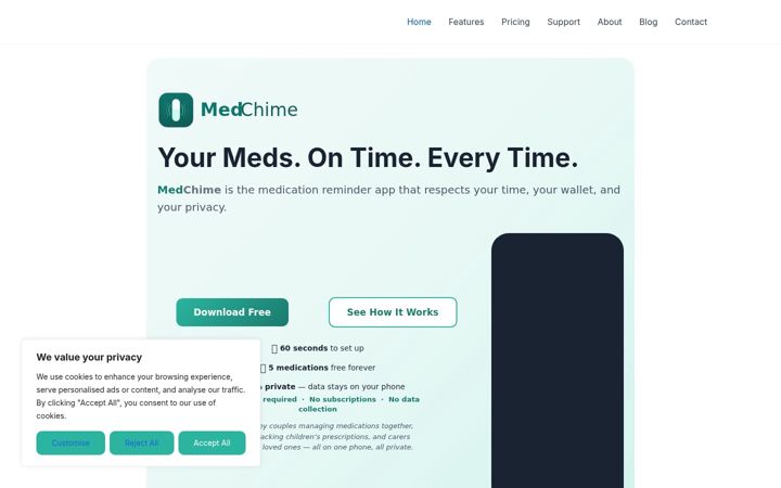 Screenshot of medchime.com