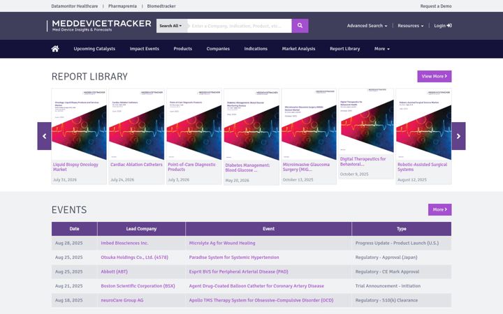Screenshot of meddevicetracker.com