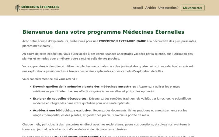 Screenshot of medecines-eternelles.com