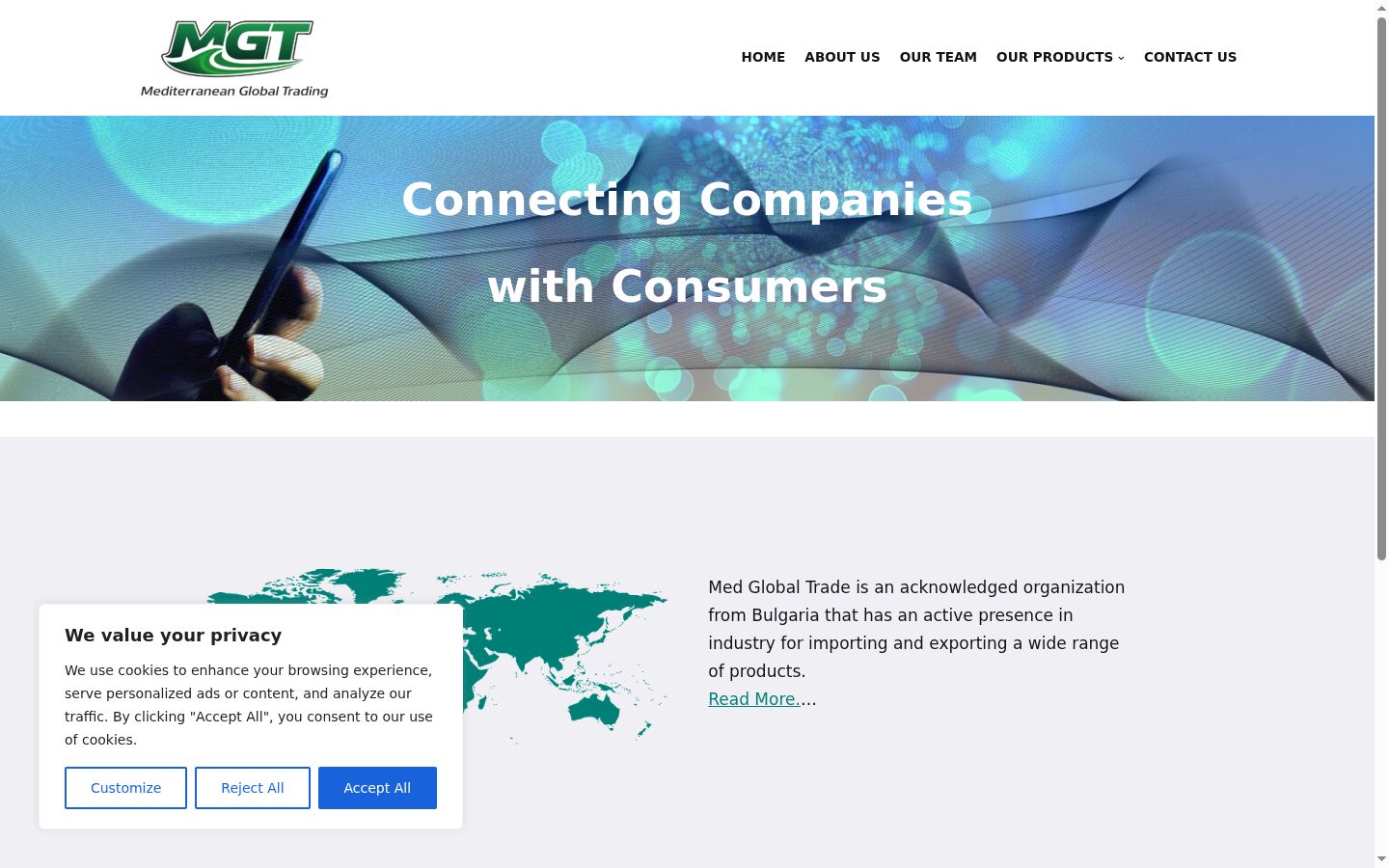Screenshot del banner di consenso mostrato prima di qualsiasi interazione