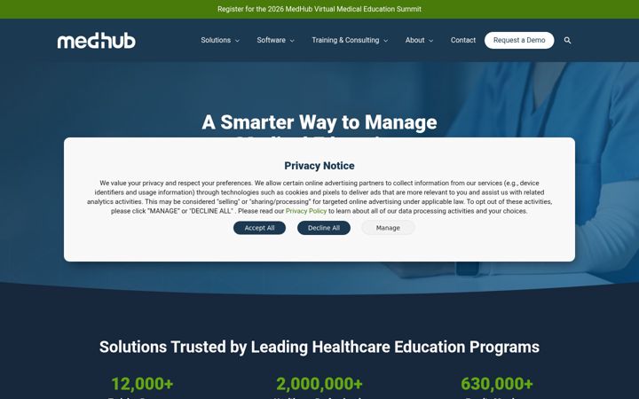 Captura de ecrã de medhub.com