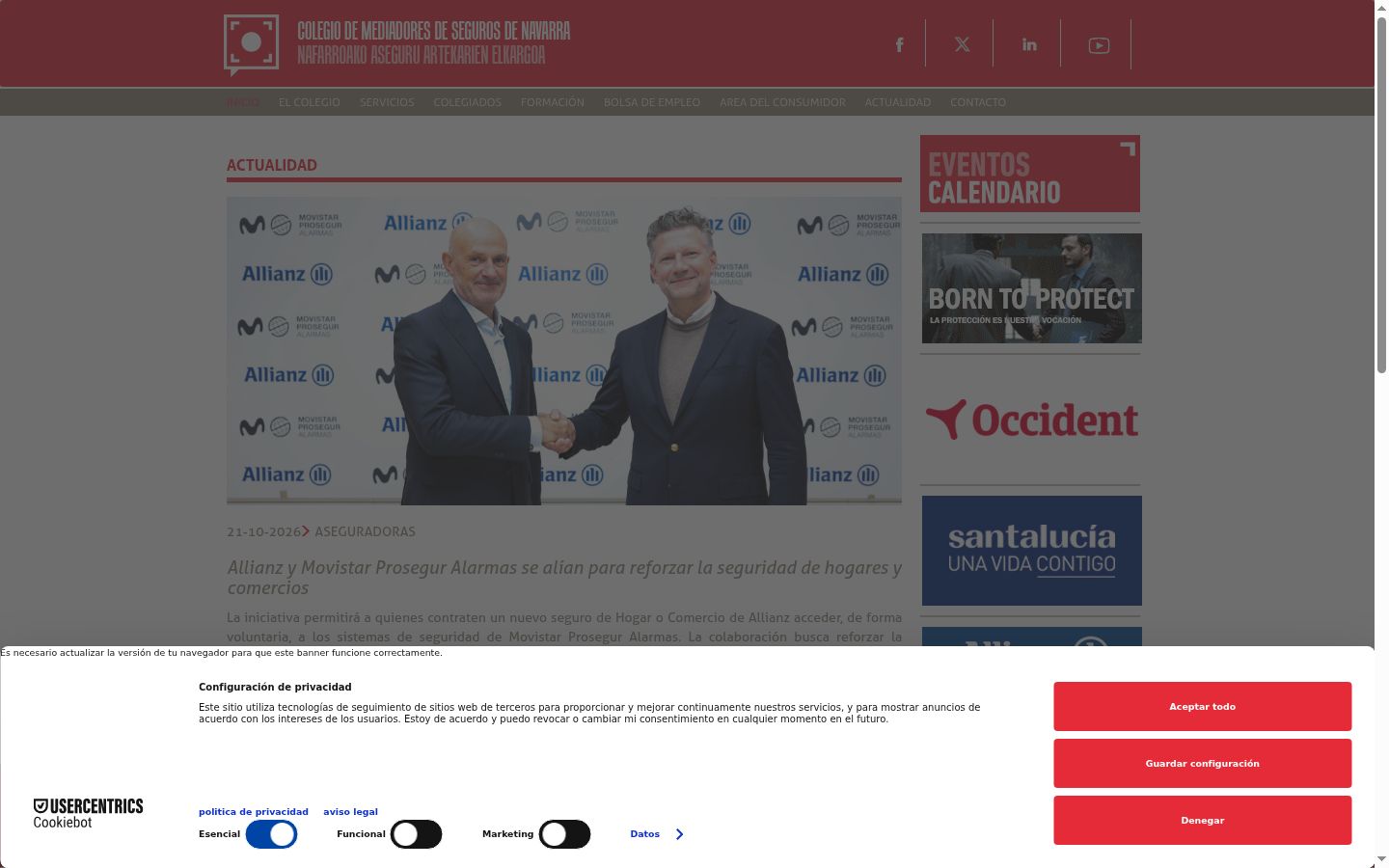 Snímek obrazovky baneru souhlasu zobrazeného před jakoukoli interakcí