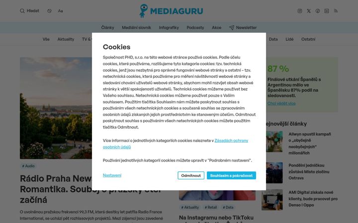 Screenshot of mediaguru.cz