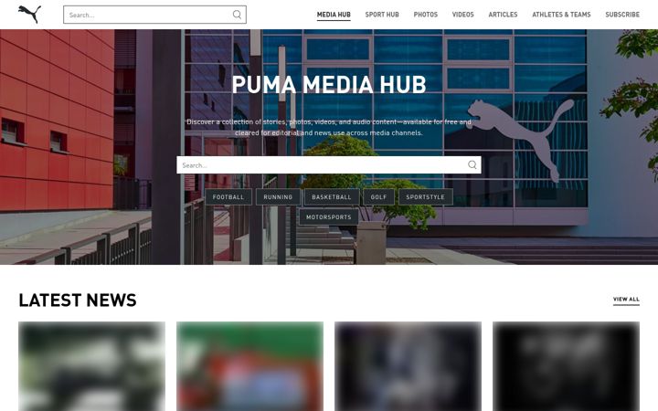 Screenshot of mediahub.puma.com