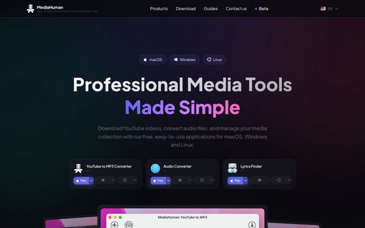 Screenshot of mediahuman.com