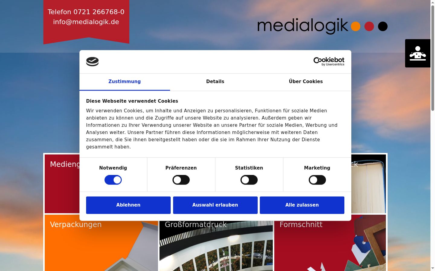 Captura de ecrã do banner de consentimento apresentado antes de qualquer interação