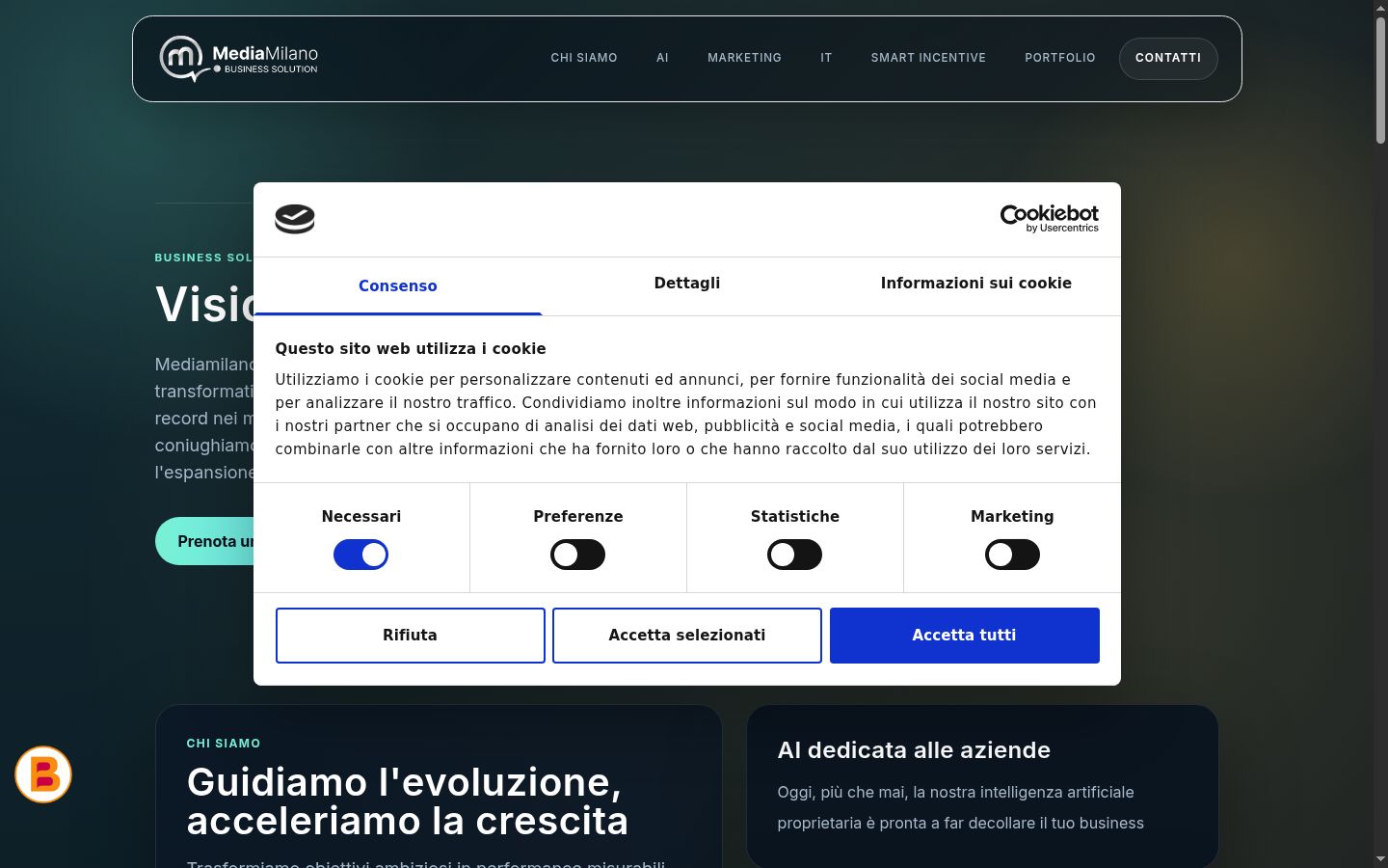 Screenshot tal-banner tal-kunsens muri qabel kwalunkwe interazzjoni
