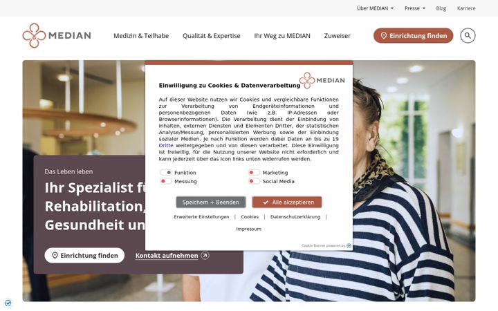 Screenshot of median-kliniken.de
