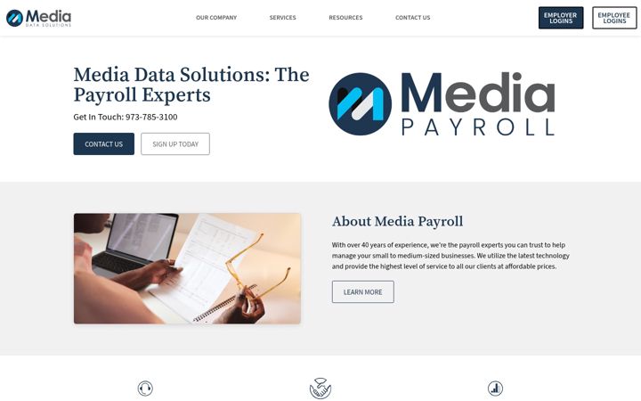 Screenshot of mediapayroll.com