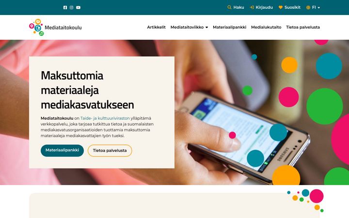 Screenshot of mediataitokoulu.fi