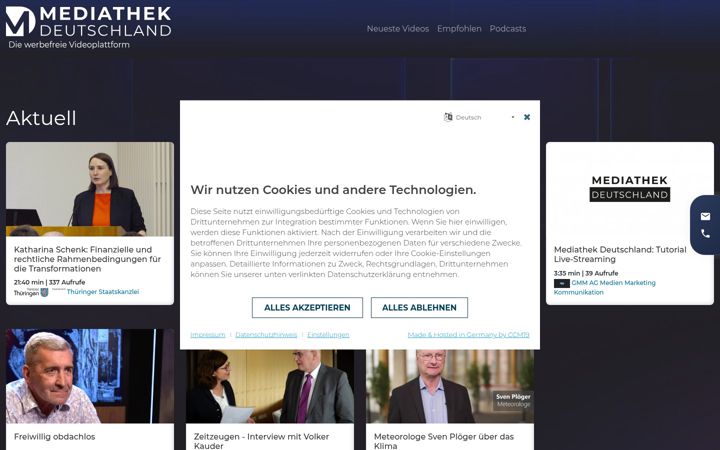 Screenshot of mediathek-deutschland.com