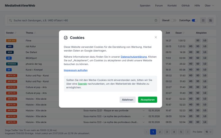 Screenshot of mediathekviewweb.de