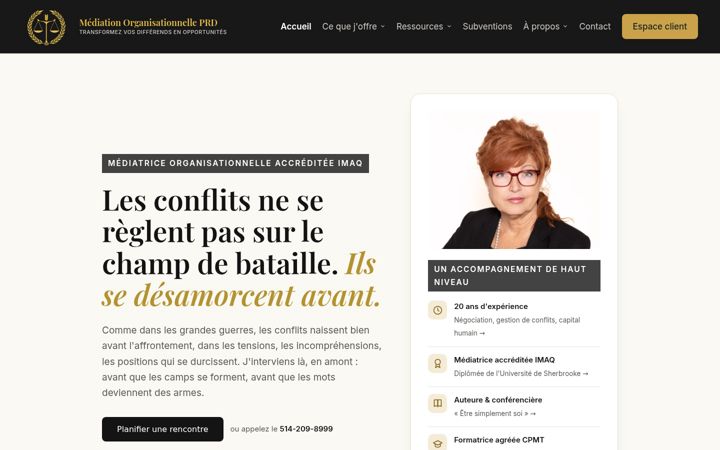 Screenshot of mediationorganisationnelleprd.com