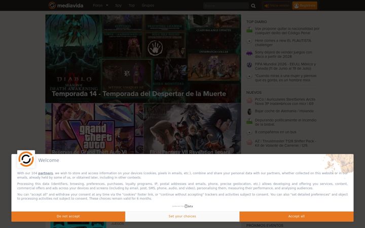 Screenshot of mediavida.com