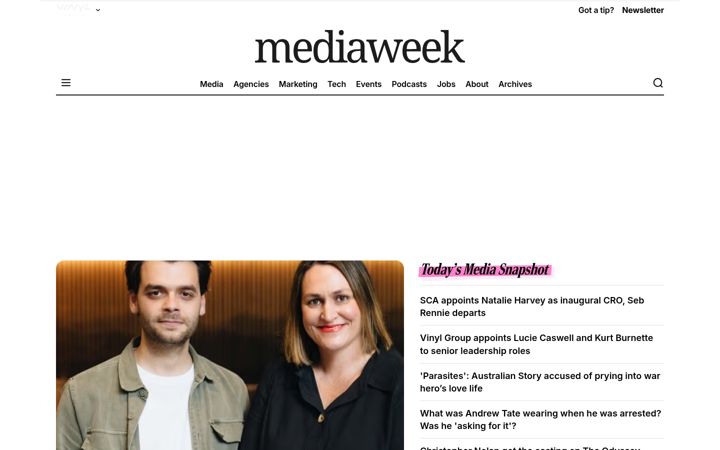 Screenshot of mediaweek.com.au