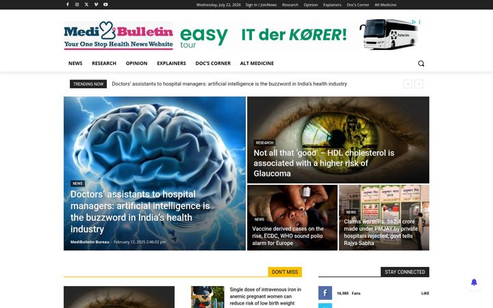 Screenshot von medibulletin.com