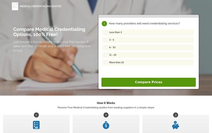 Screenshot of medical-credentialing-quotes.com