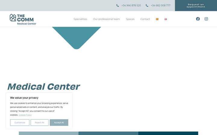 Screenshot of medicalcenterthecomm.com
