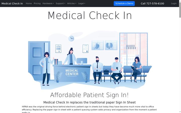 Screenshot of medicalcheckin.com