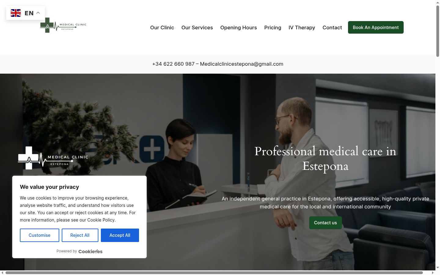 Screenshot del banner di consenso mostrato prima di qualsiasi interazione