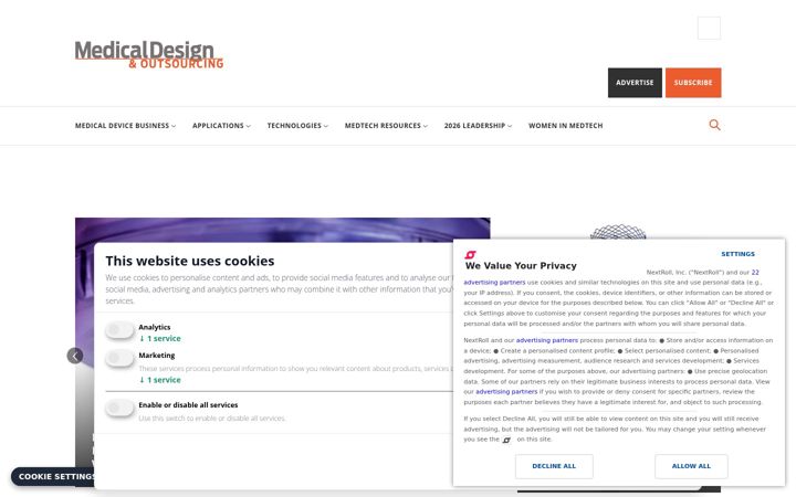 Screenshot of medicaldesignandoutsourcing.com