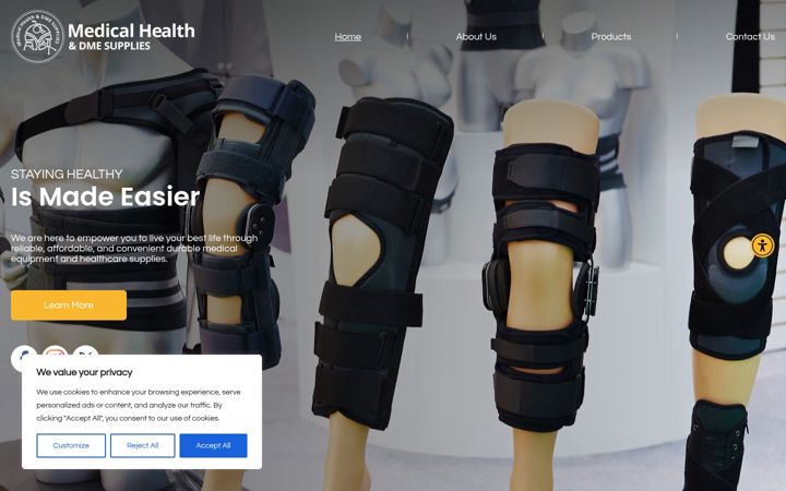 Screenshot of medicalhealthdmesupplies.com
