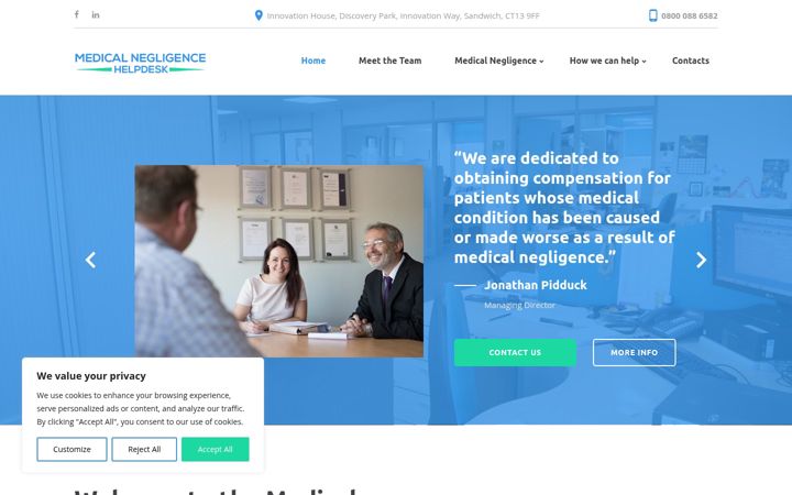 Screenshot of medicalnegligencehelpdesk.com