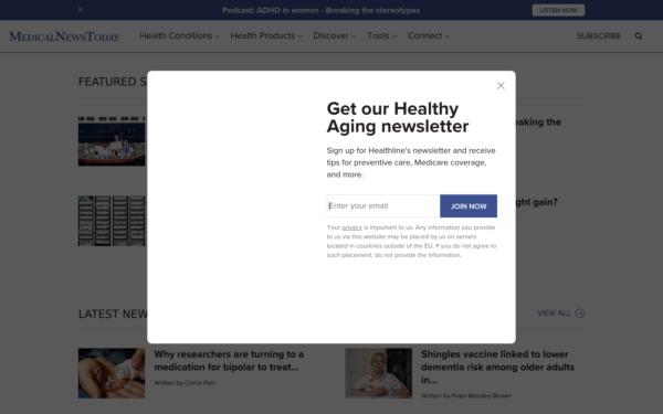 Screenshot of medicalnewstoday.com