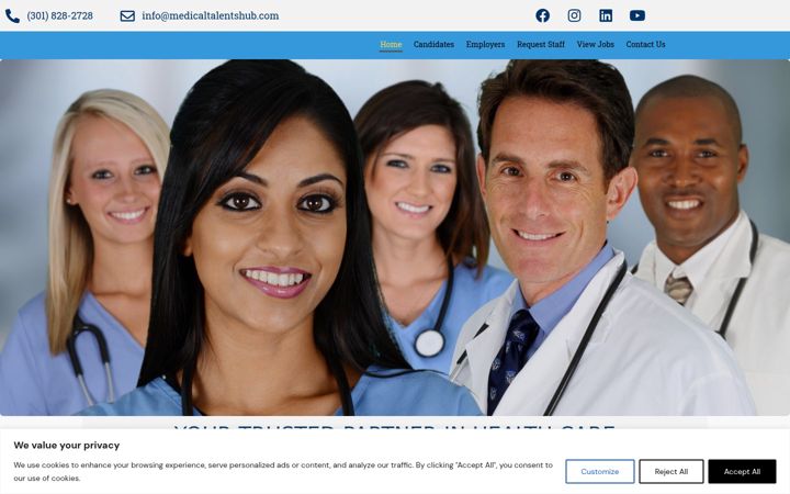 Screenshot of medicaltalentshub.com